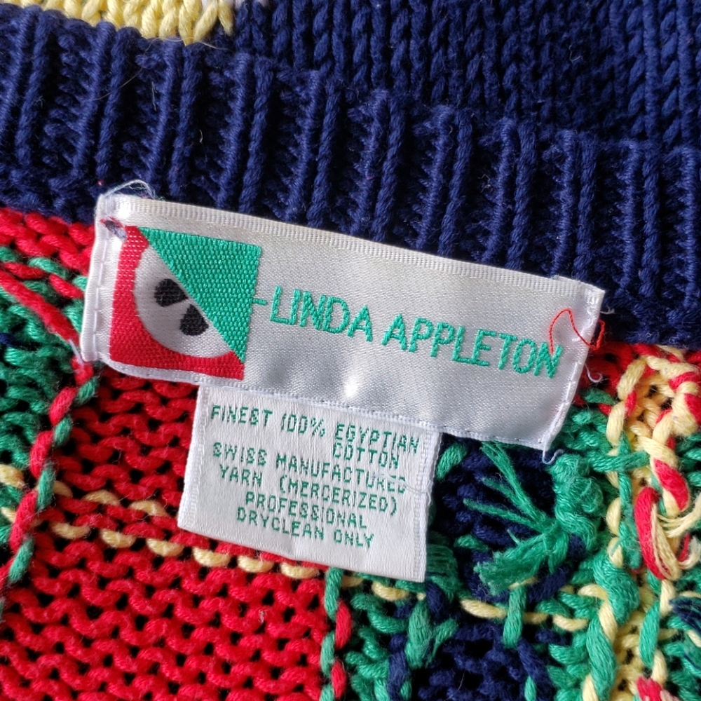 Vintage TENNIS V-neck Chunky Knit Pullover Sweater - Picture 8 of 10